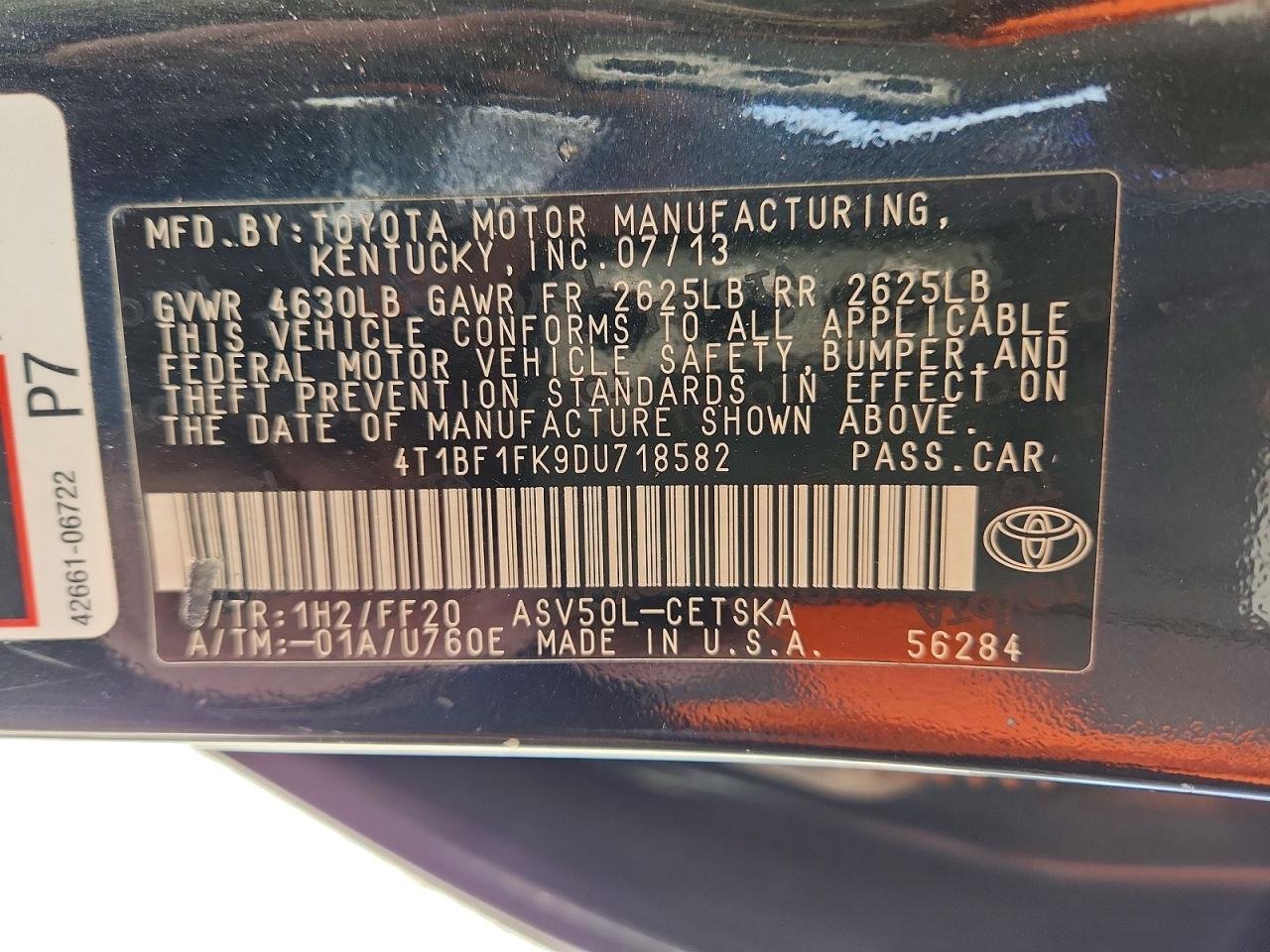 2013 TOYOTA CAMRY SE photo 13