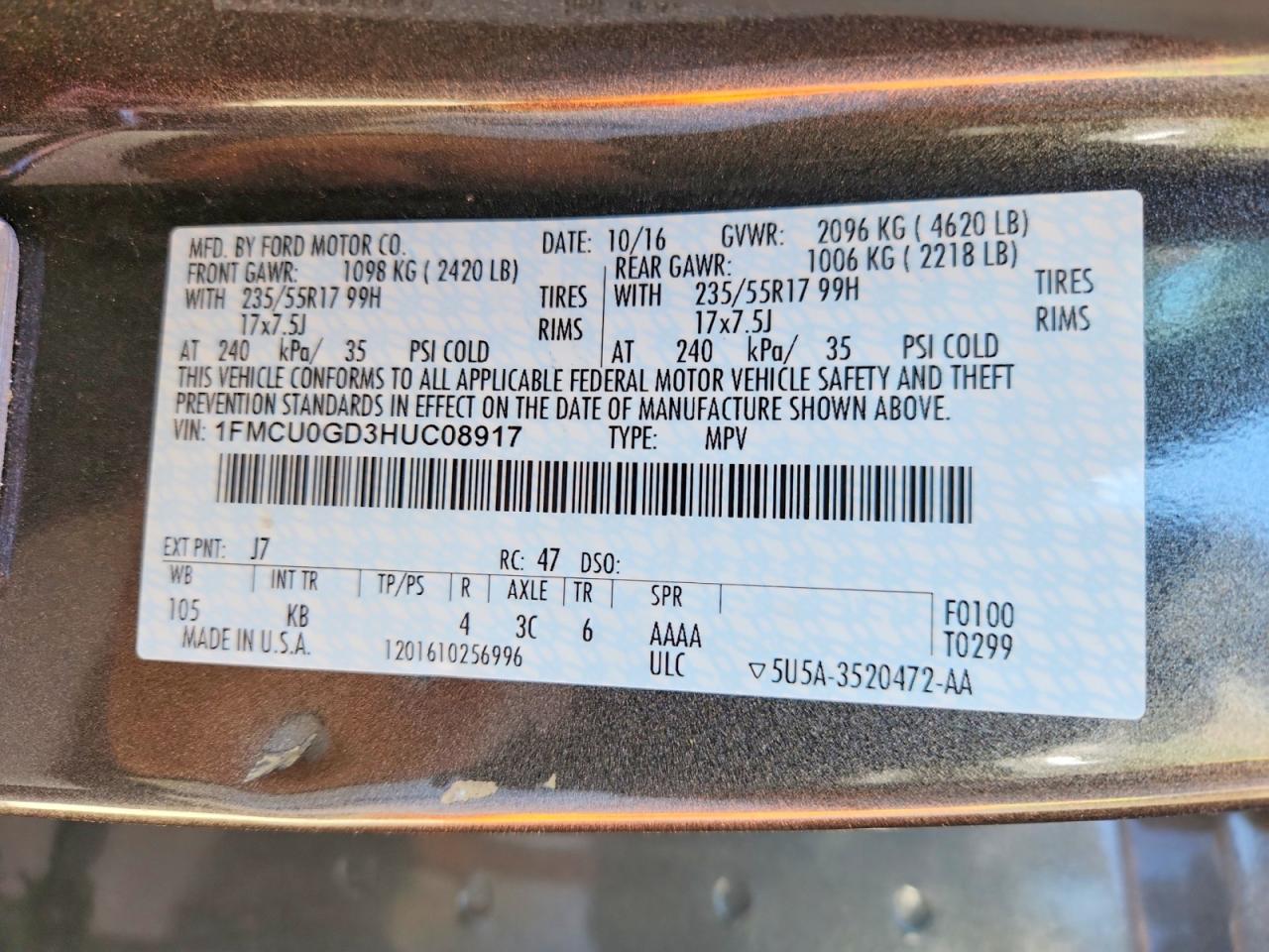 2017 FORD ESCAPE SE photo 25