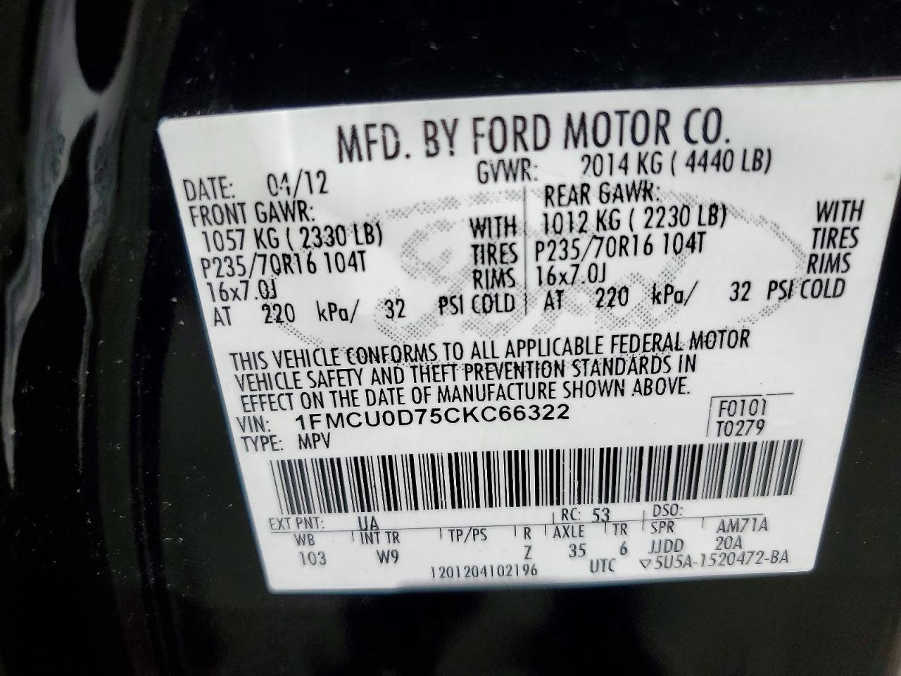 2012 FORD ESCAPE XLT photo 27
