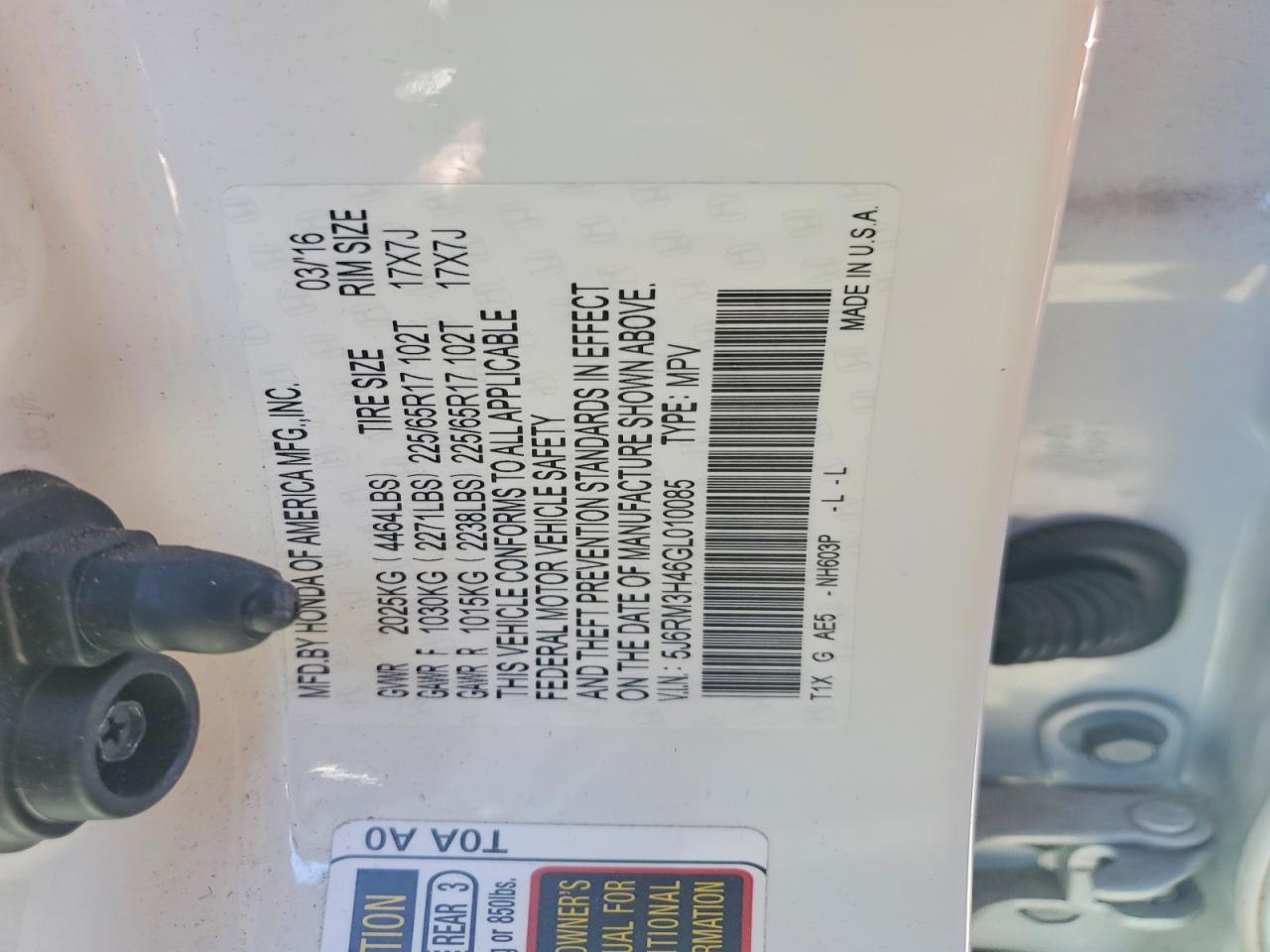 2016 HONDA CR-V SE photo 37