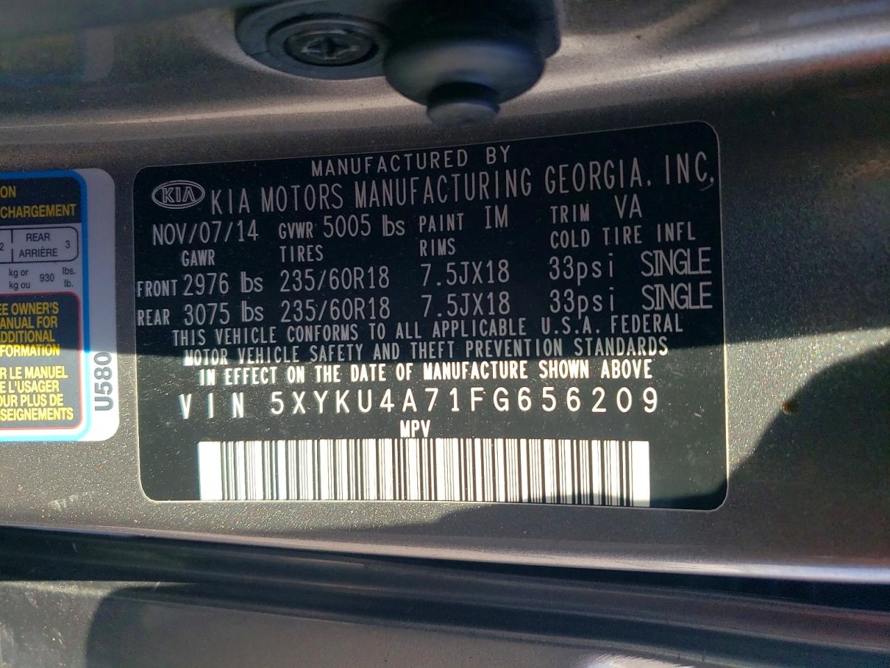 2015 KIA SORENTO EX photo 13
