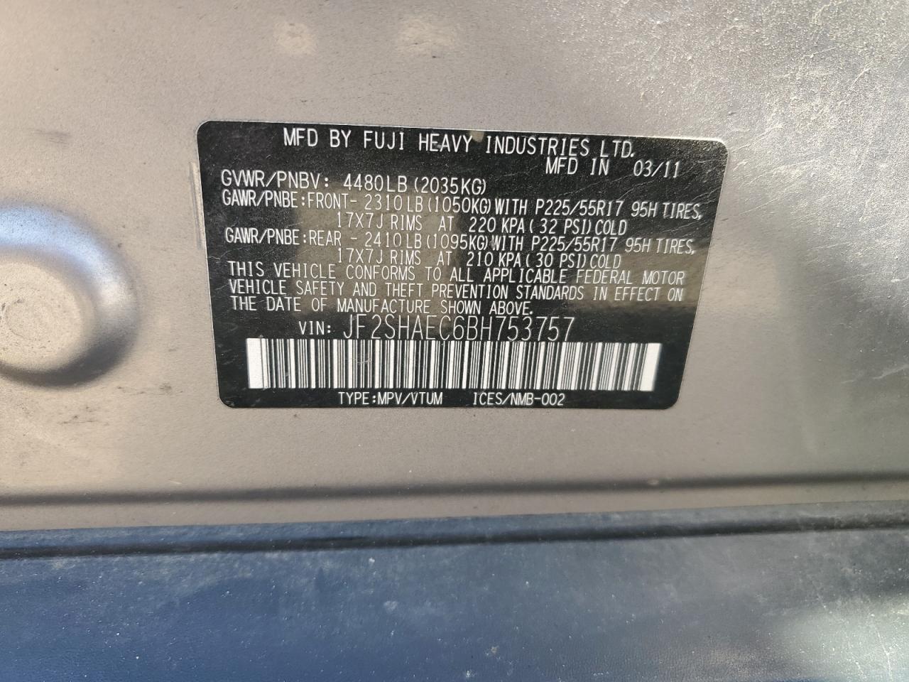 2011 SUBARU FORESTER LIMITED photo 25