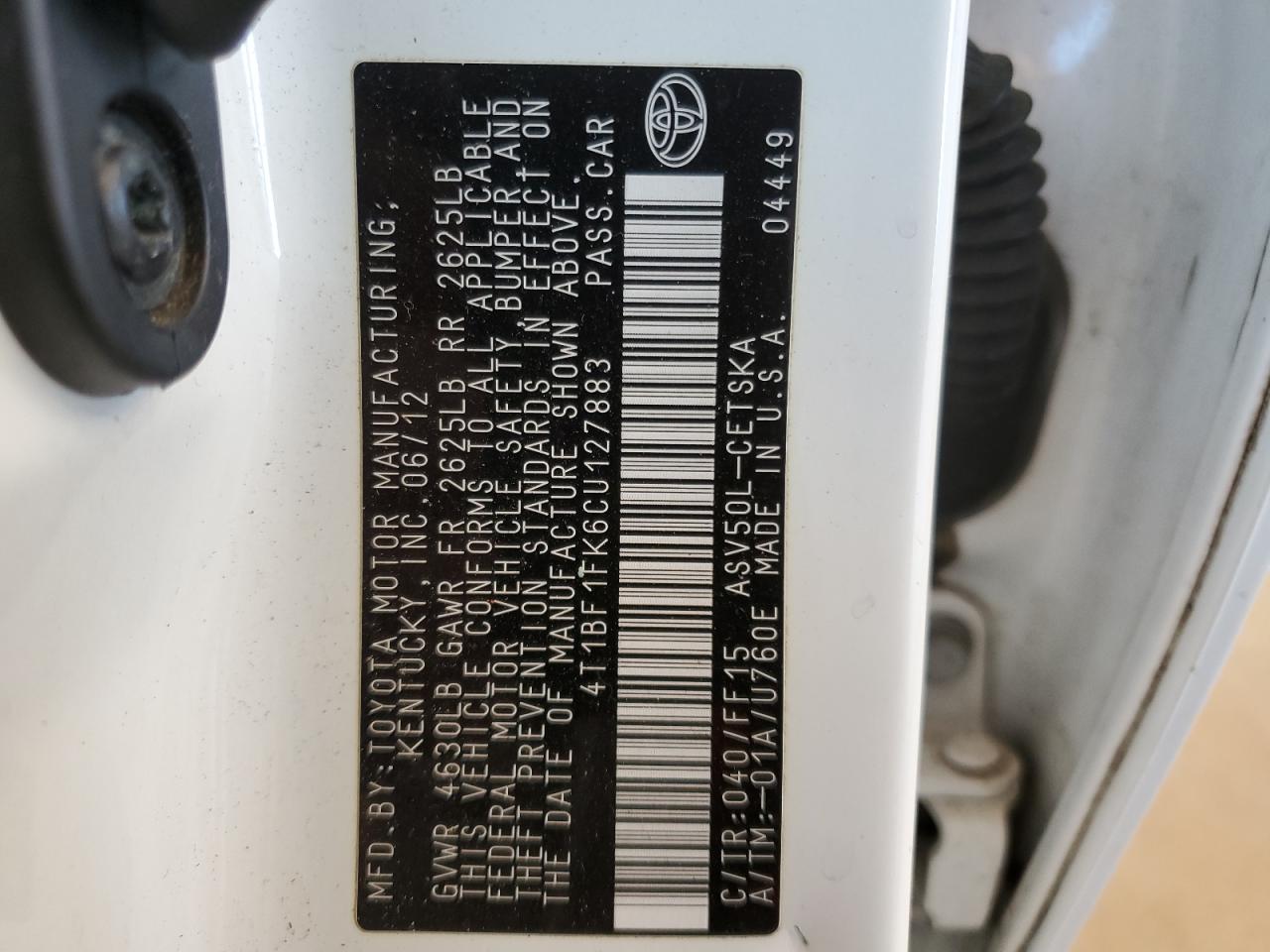 2012 TOYOTA CAMRY SE photo 25