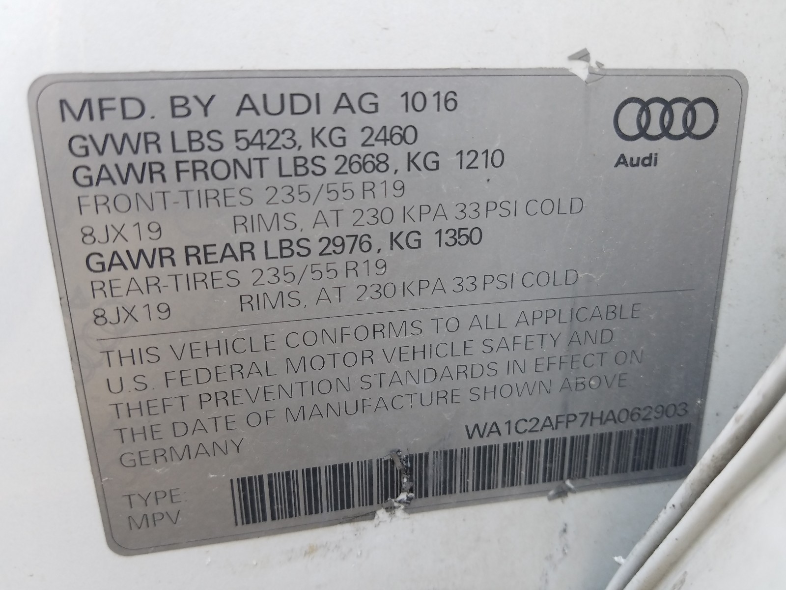 2017 AUDI Q5 PREMIUM photo 28