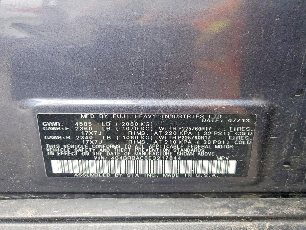 2014 SUBARU OUTBACK 2.5I photo 34