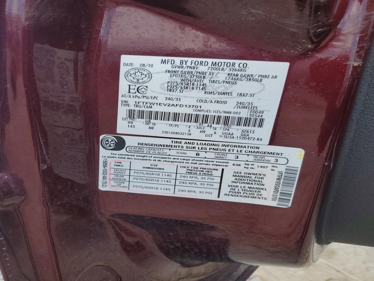 2010 FORD F150 SUPERCREW photo 23