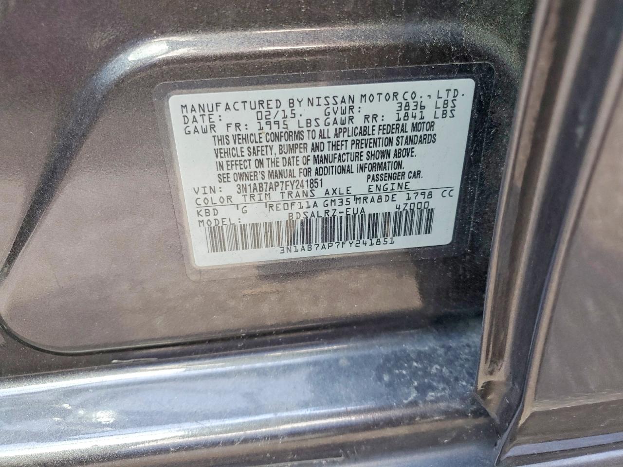 2015 NISSAN SENTRA SR photo 13