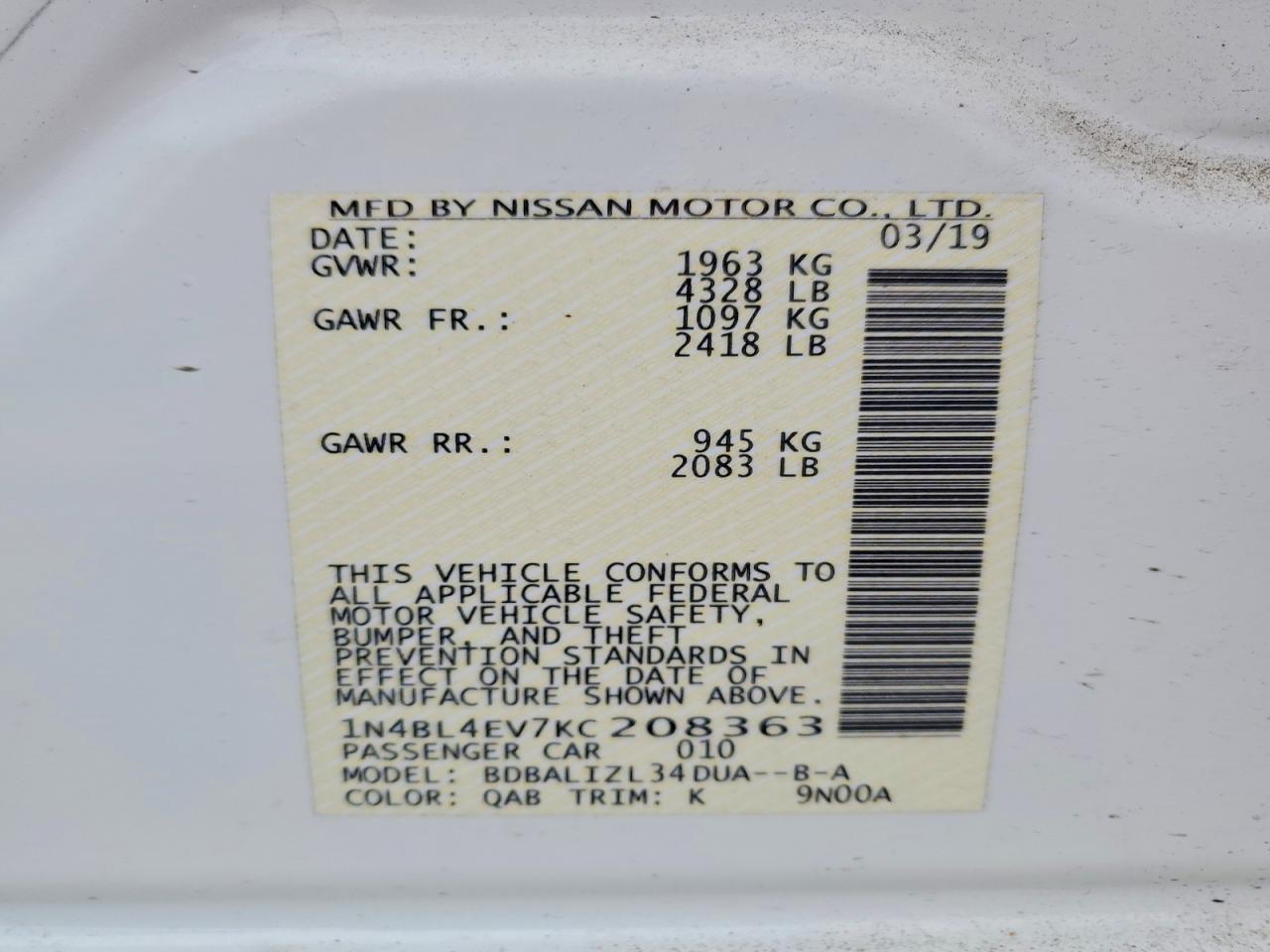 2019 NISSAN ALTIMA 2.5 SL photo 37