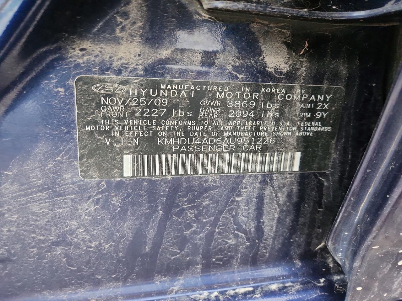 2010 HYUNDAI ELANTRA GLS photo 34