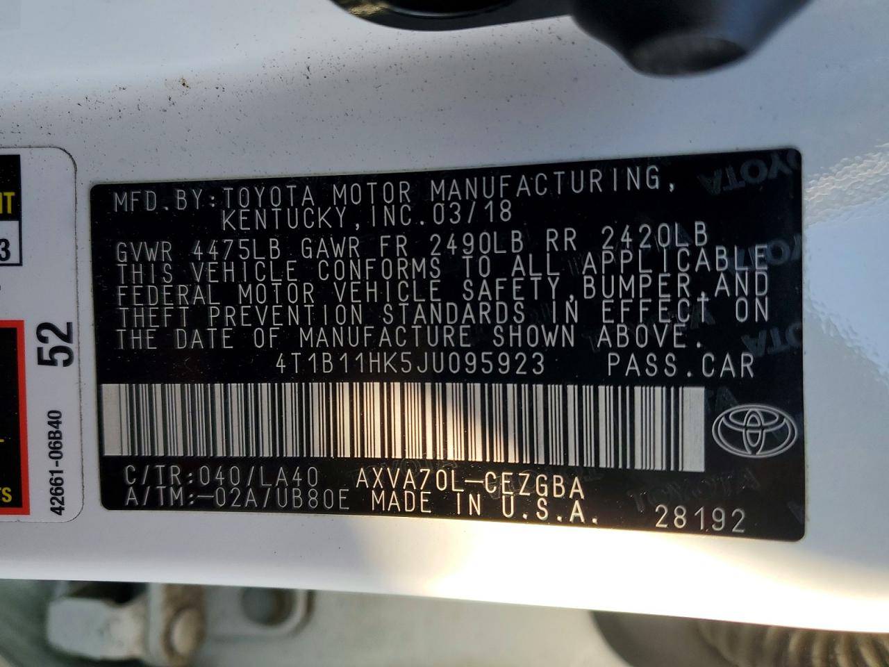 2018 TOYOTA CAMRY photo 23