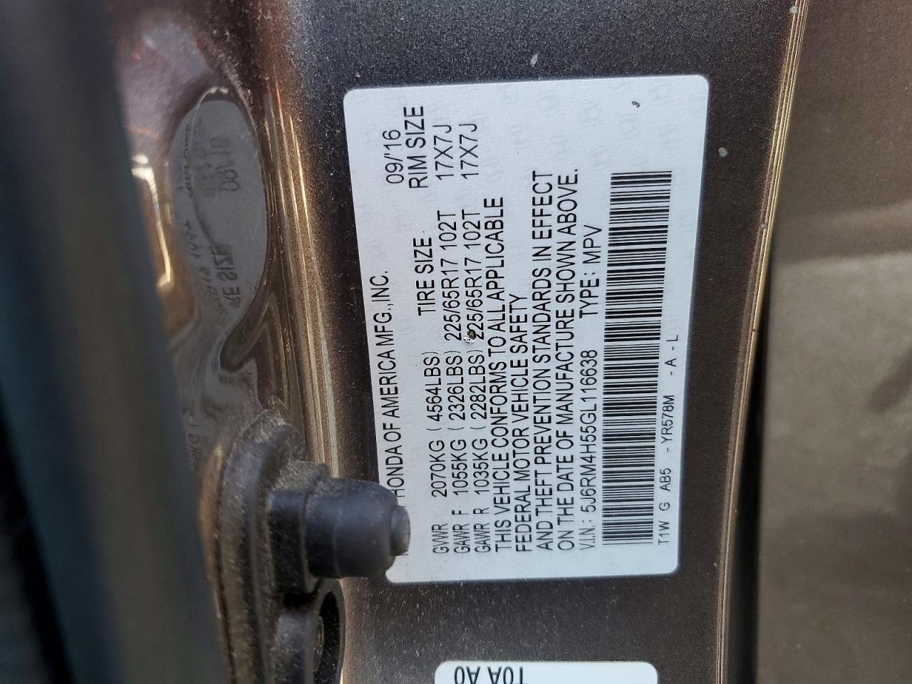 2016 HONDA CR-V EX photo 25