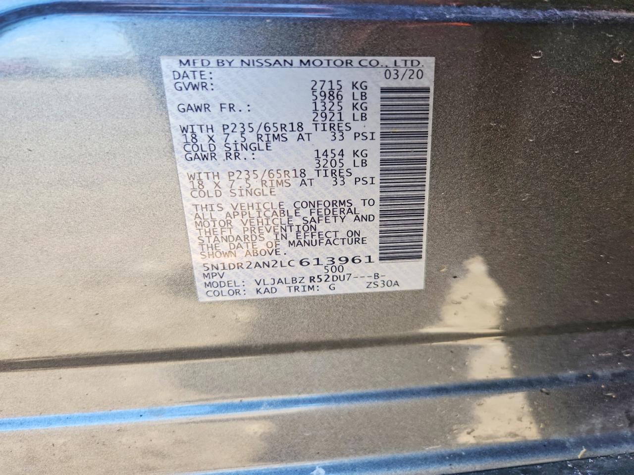 2020 NISSAN PATHFINDER S photo 13