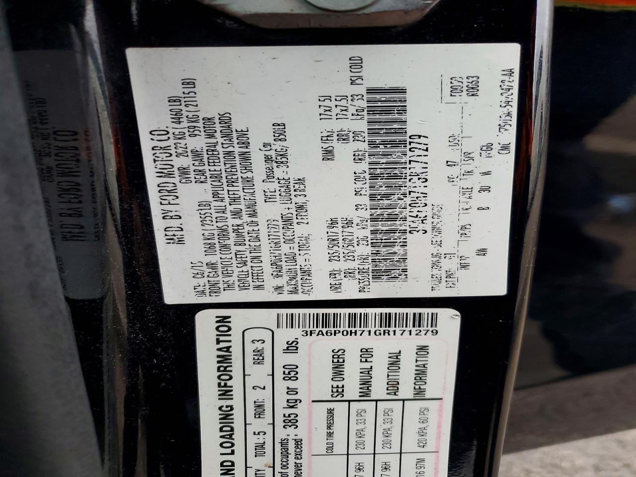 2016 FORD FUSION SE photo 13