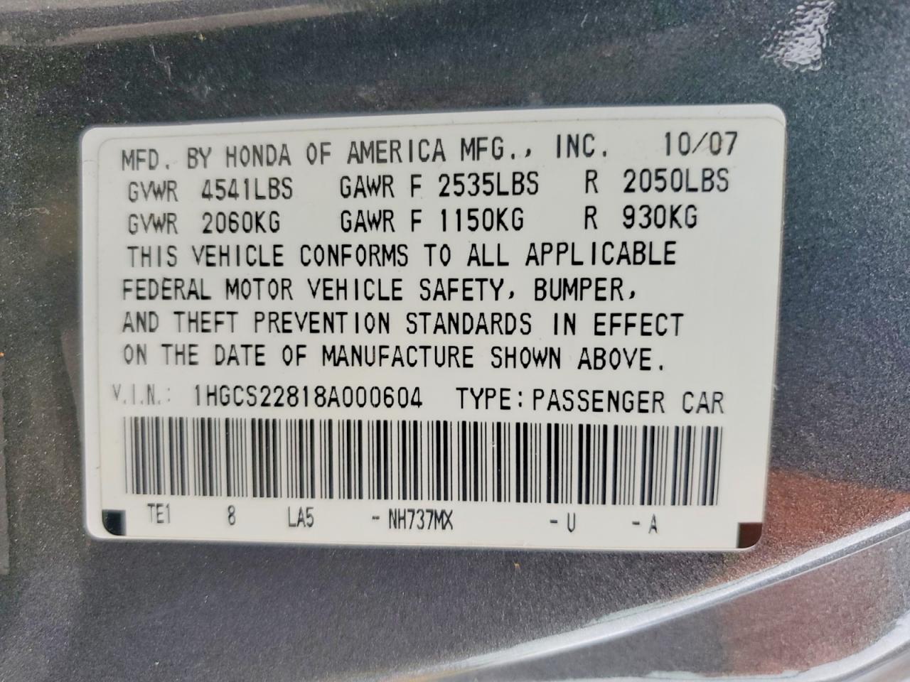 2008 HONDA ACCORD photo 25