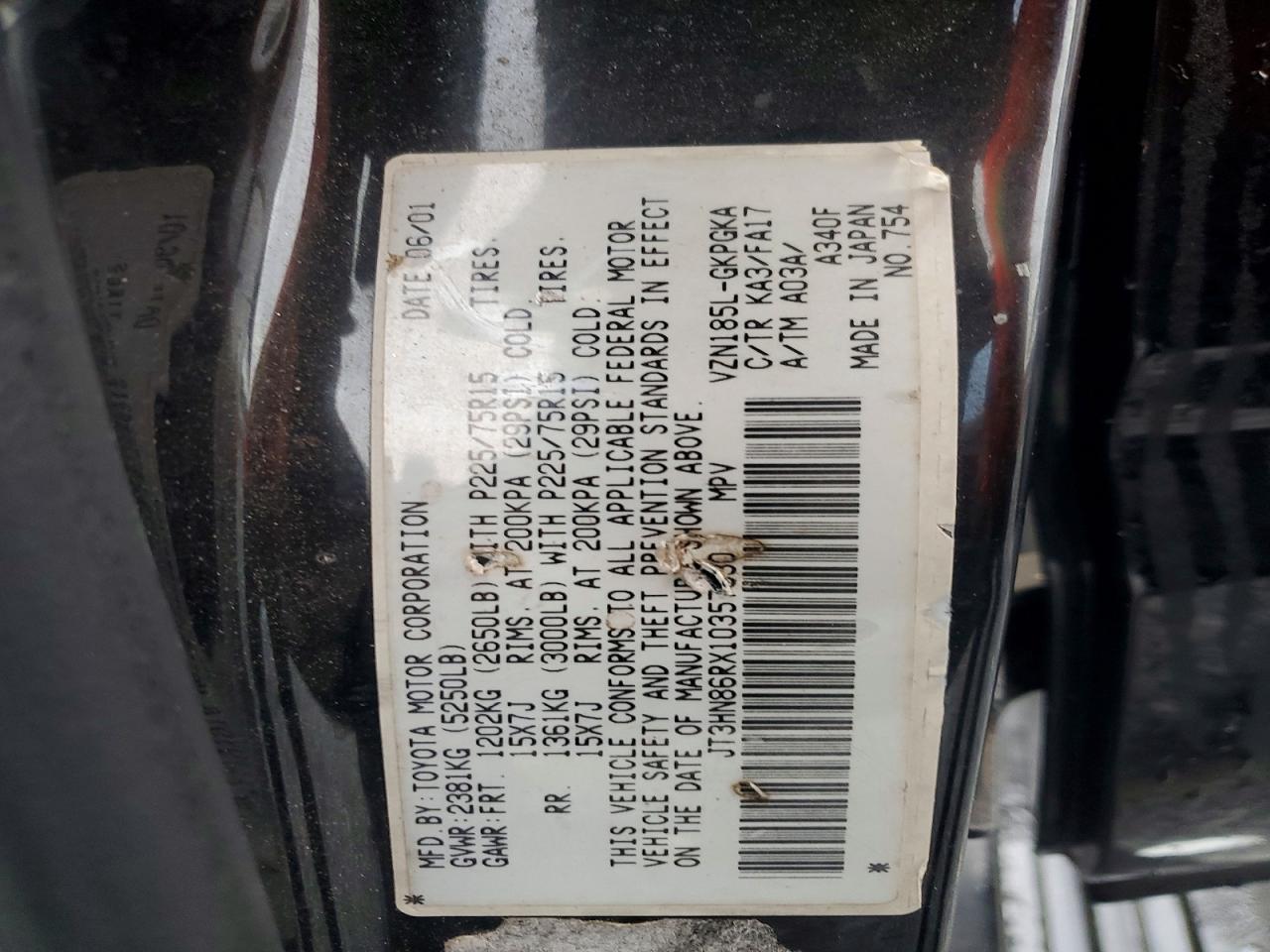 2001 TOYOTA 4RUNNER SR5 photo 25