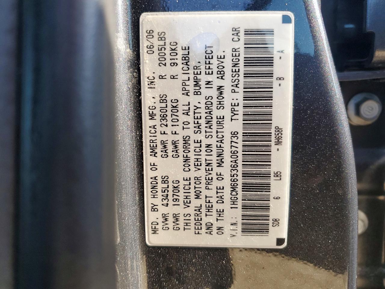 2006 HONDA ACCORD EX photo 23