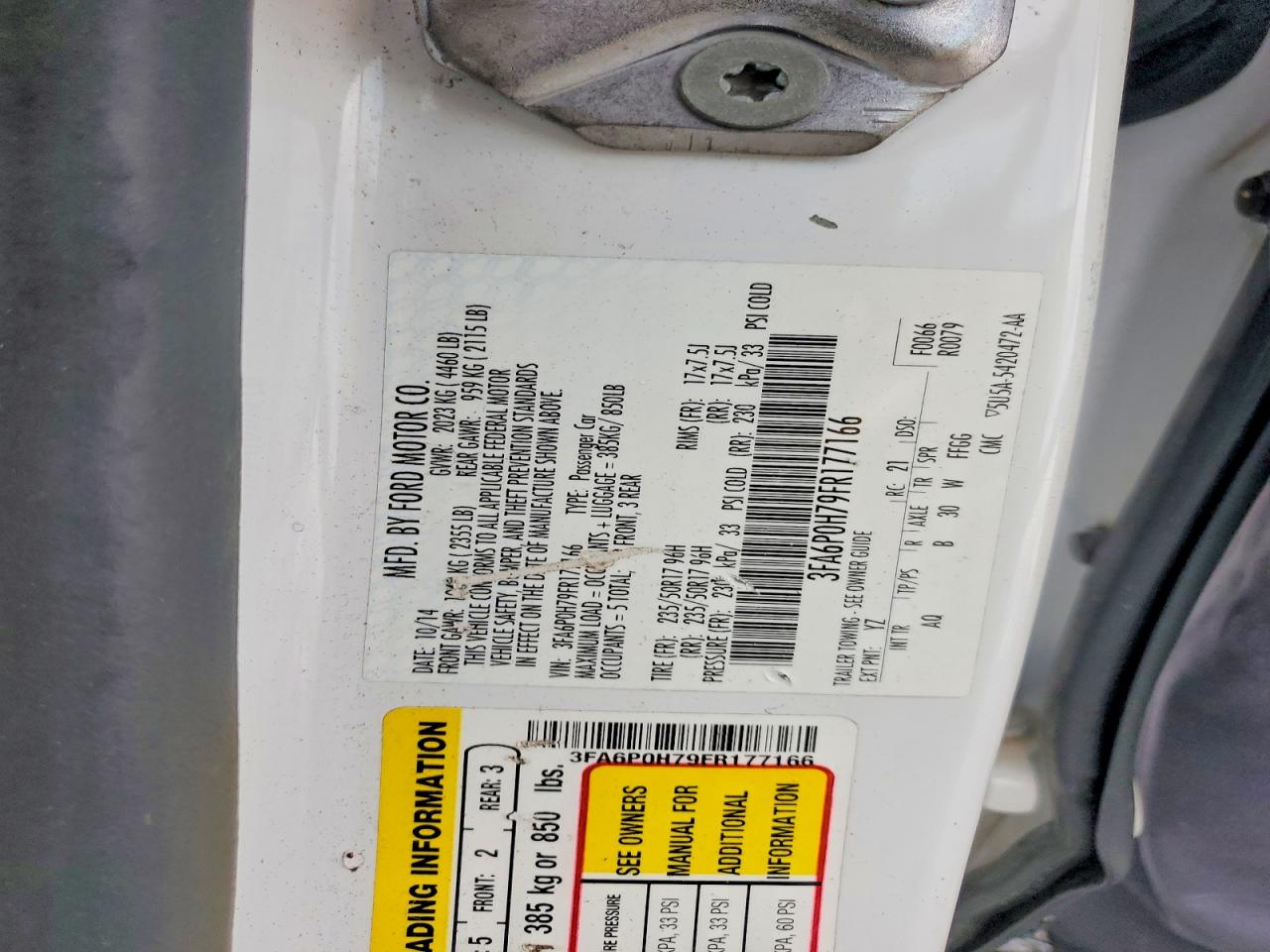 2015 FORD FUSION SE photo 23