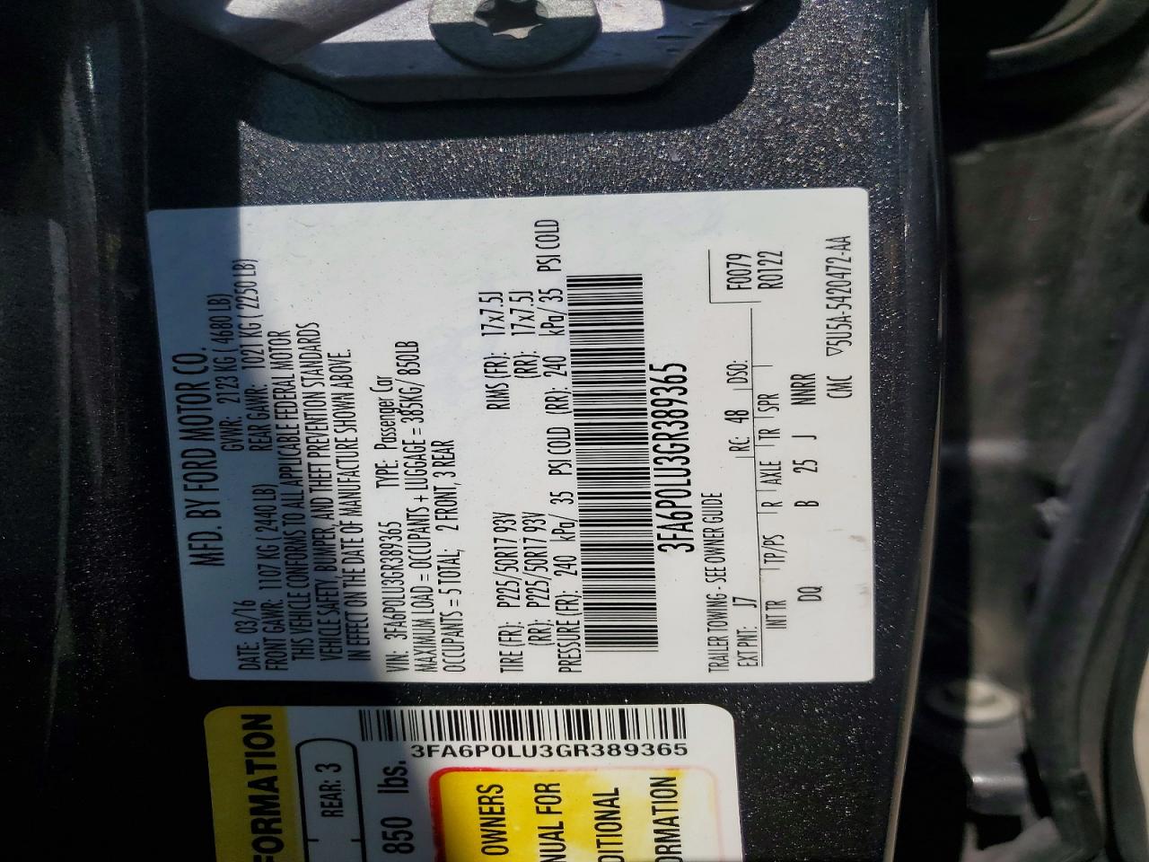 2016 FORD FUSION SE HYBRID photo 27