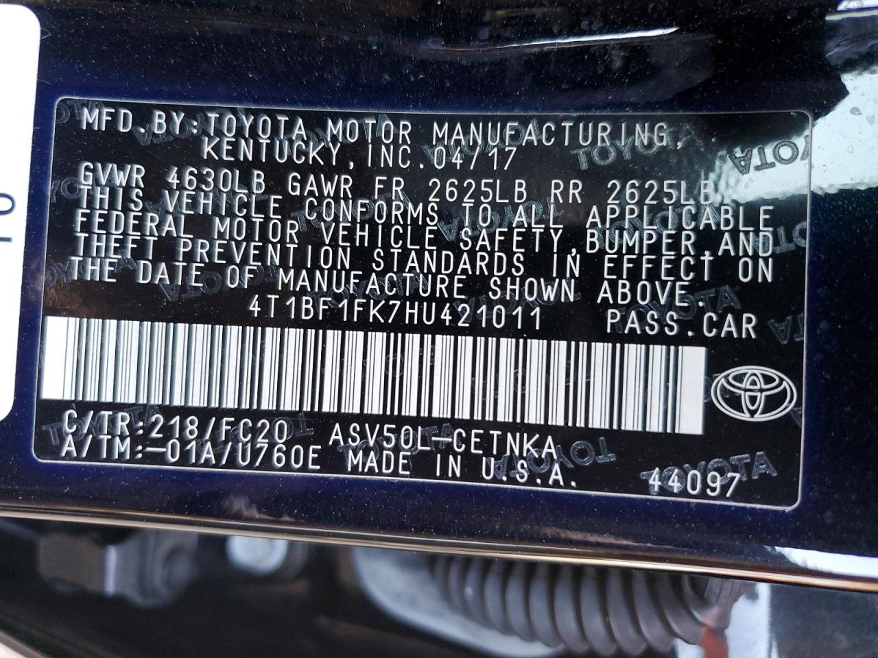2017 TOYOTA CAMRY LE photo 34