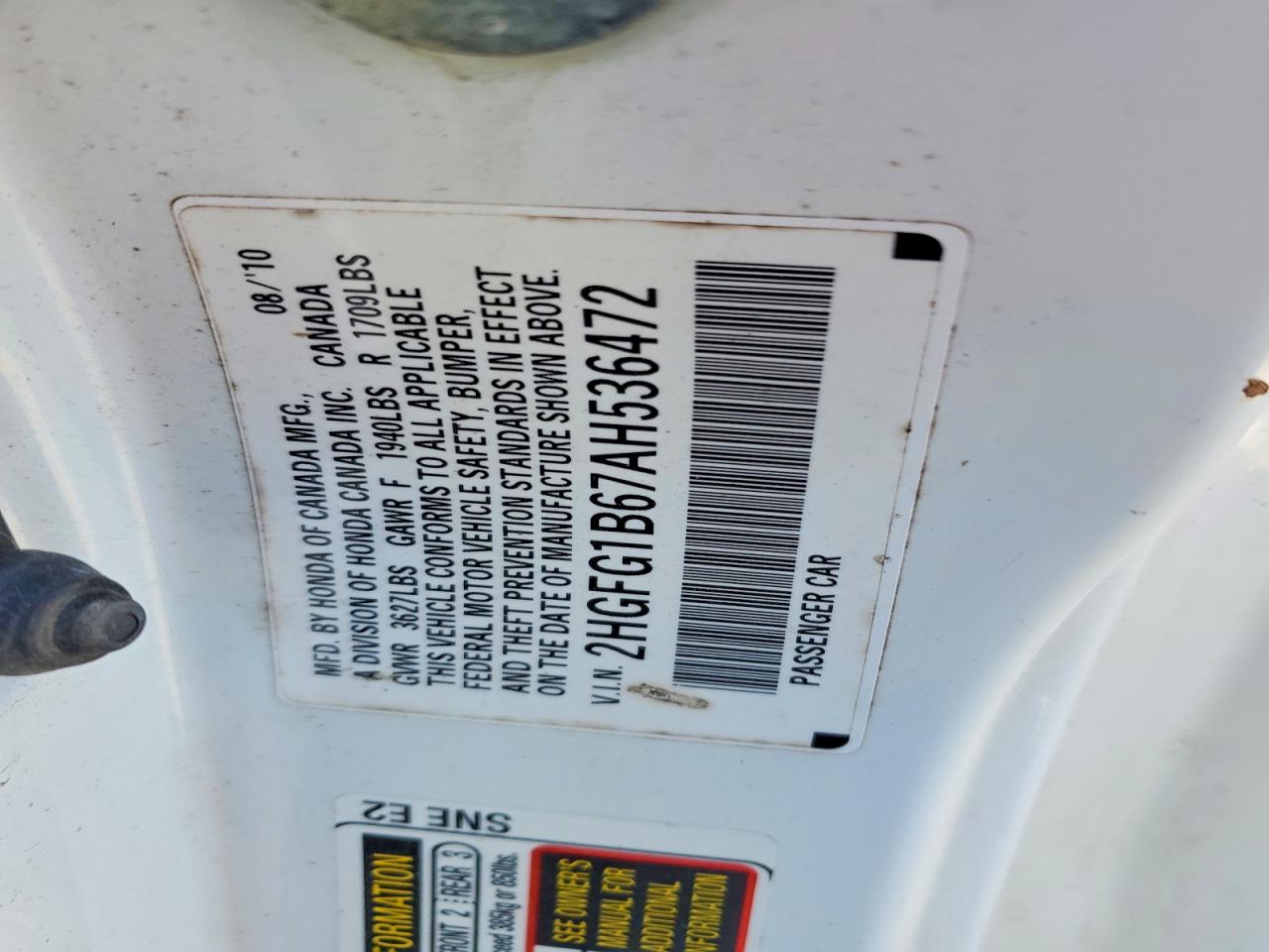 2010 HONDA CIVIC LX photo 13