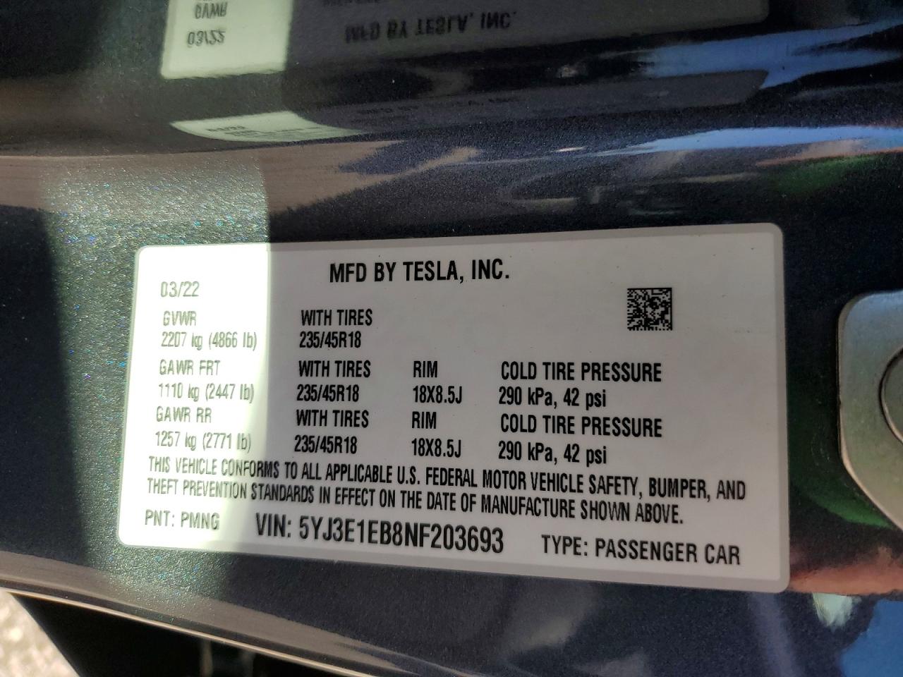 2022 TESLA MODEL 3 photo 23