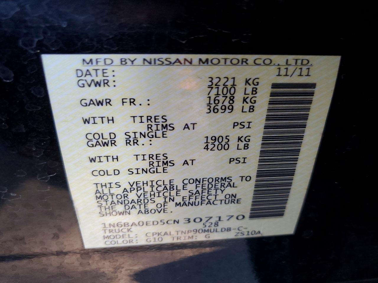 2012 NISSAN TITAN SV photo 45