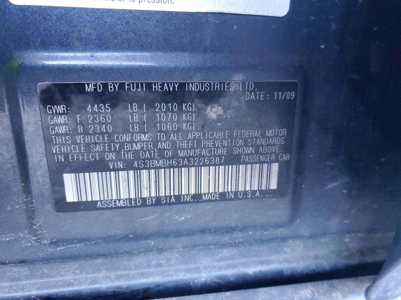 2010 SUBARU LEGACY 2.5I PREMIUM photo 13