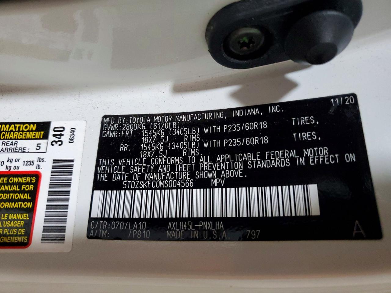 2021 TOYOTA SIENNA LIMITED 7-PASSENGER photo 25