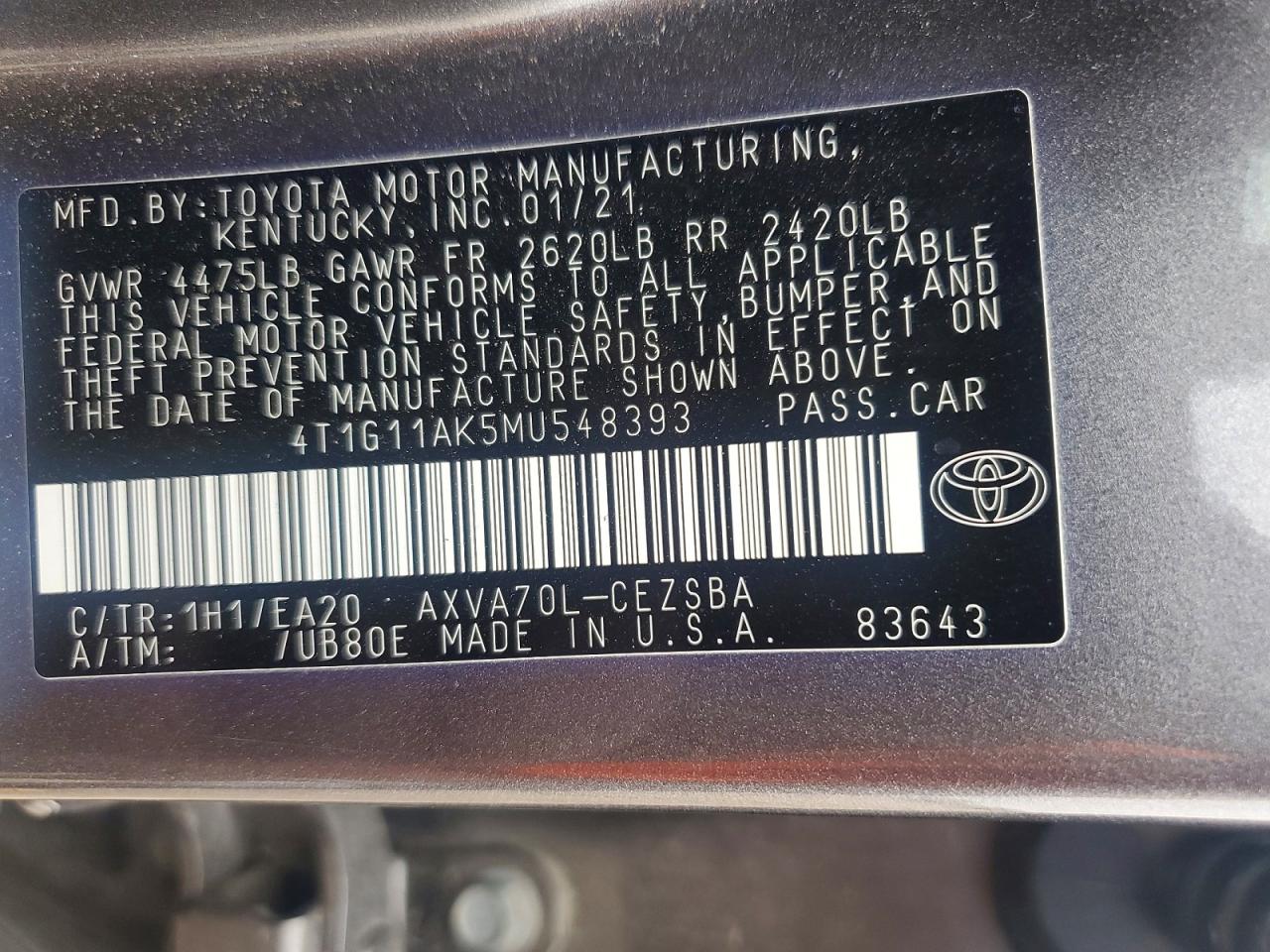 2021 TOYOTA CAMRY SE photo 23