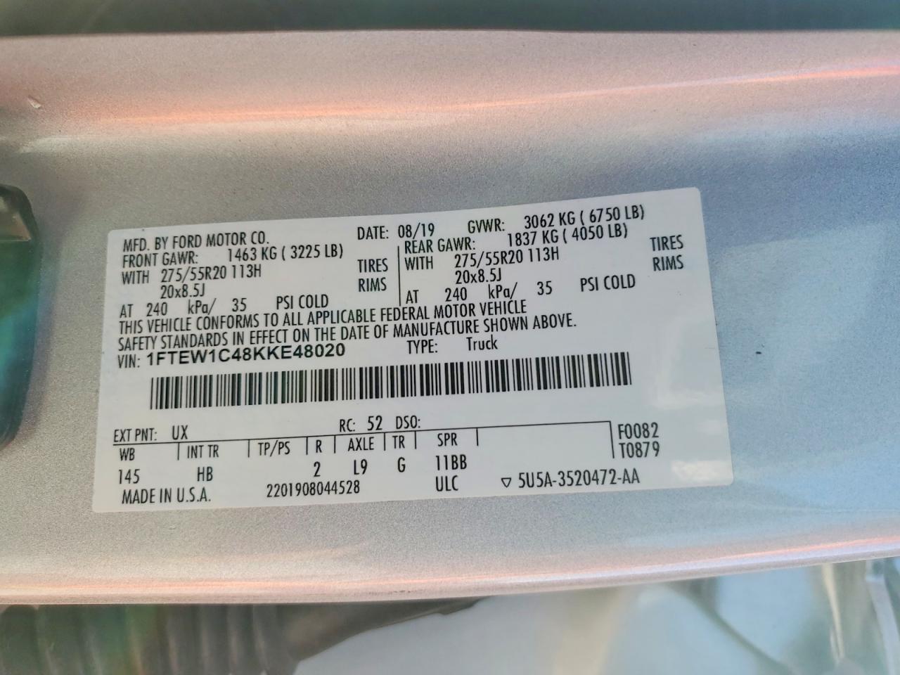 2019 FORD F150 SUPERCREW photo 12