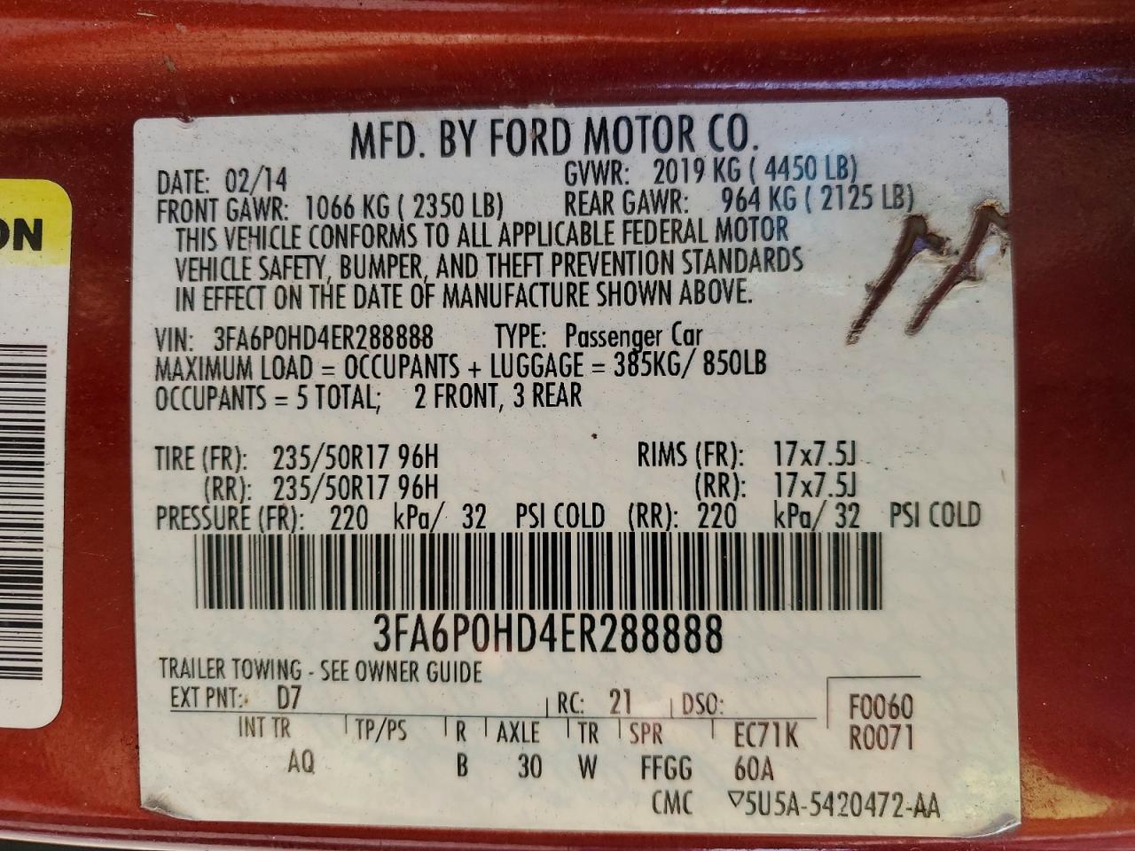 2014 FORD FUSION SE photo 12