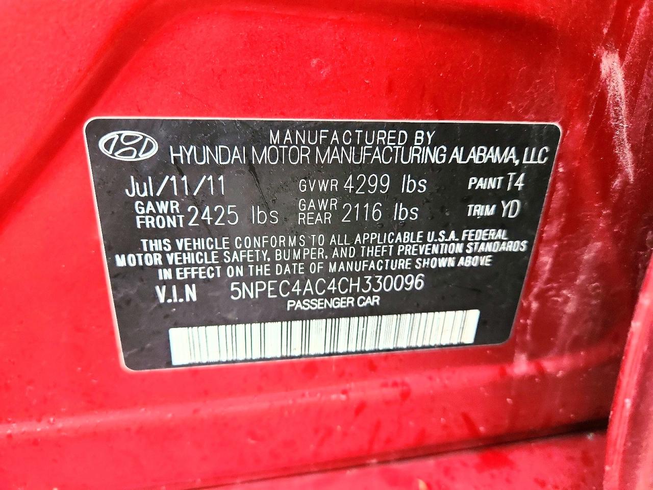 2012 HYUNDAI SONATA LIMITED photo 12