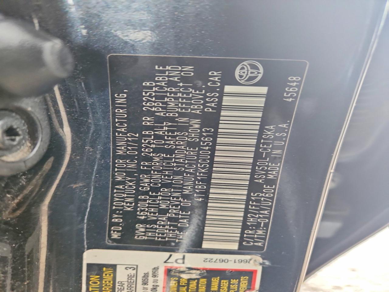2012 TOYOTA CAMRY SE photo 37