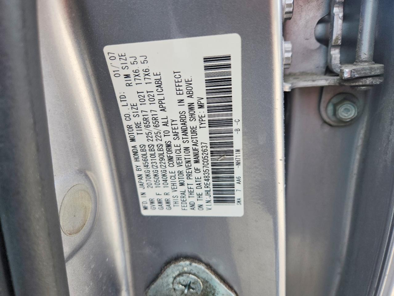 2007 HONDA CR-V LX photo 12