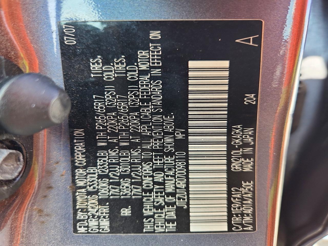 2007 TOYOTA 4RUNNER SR5 photo 27