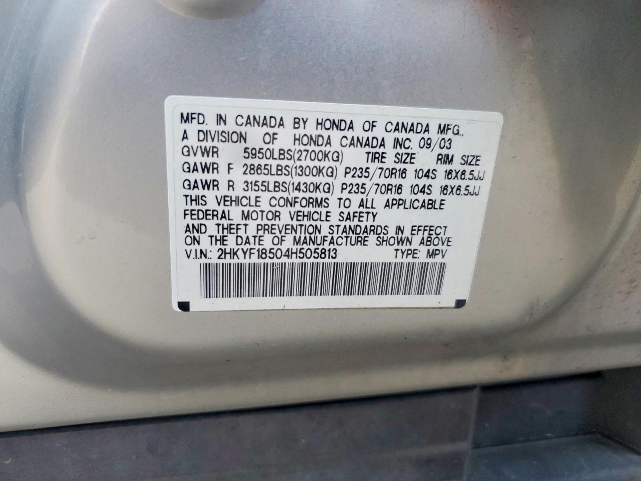 2004 HONDA PILOT EXL photo 13