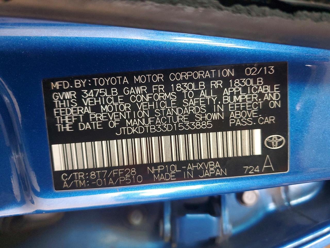 2013 TOYOTA PRIUS C TWO photo 12