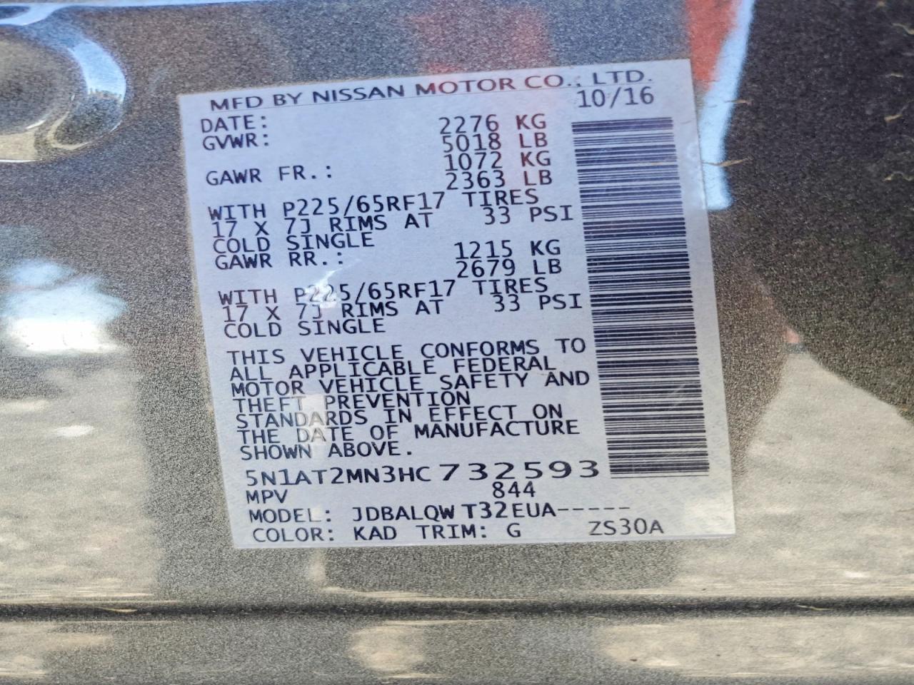 2017 NISSAN ROGUE SV photo 13