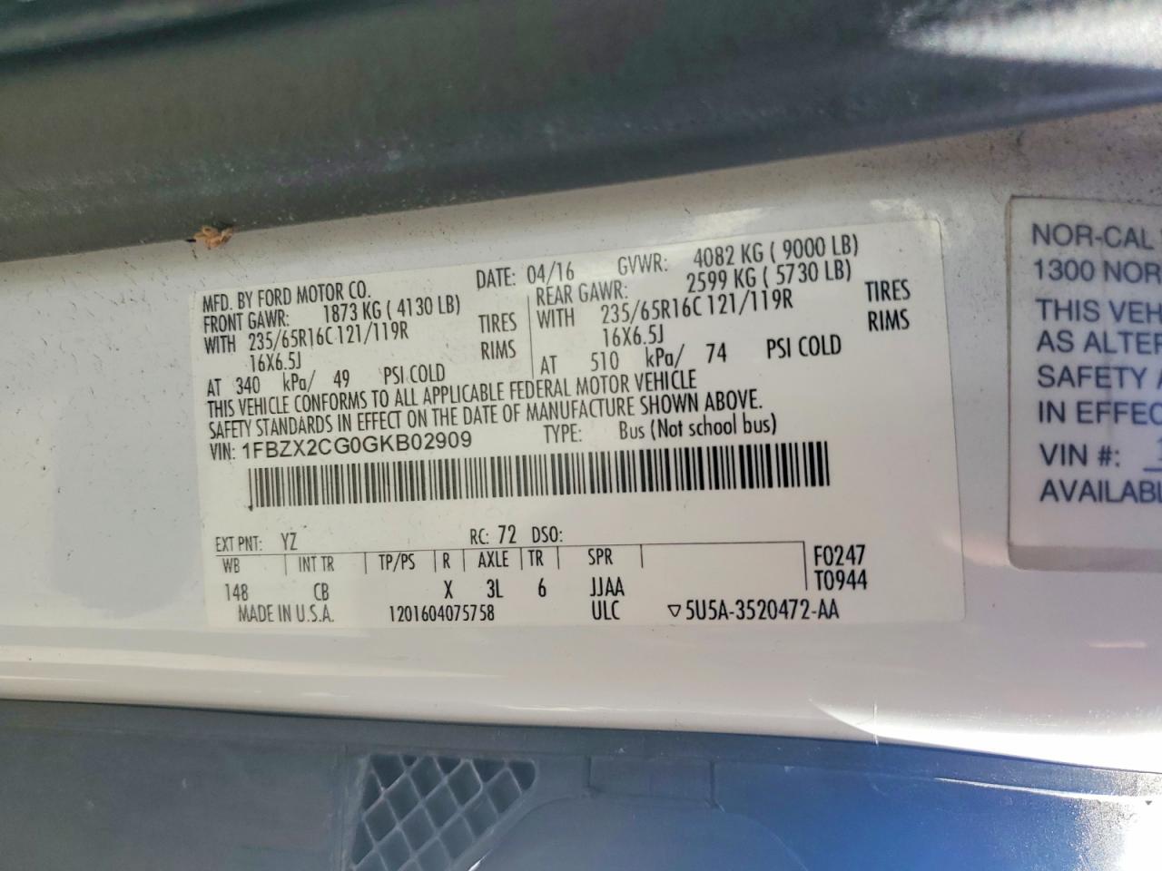 2016 FORD TRANSIT UTILITY / SERVICE VAN photo 37