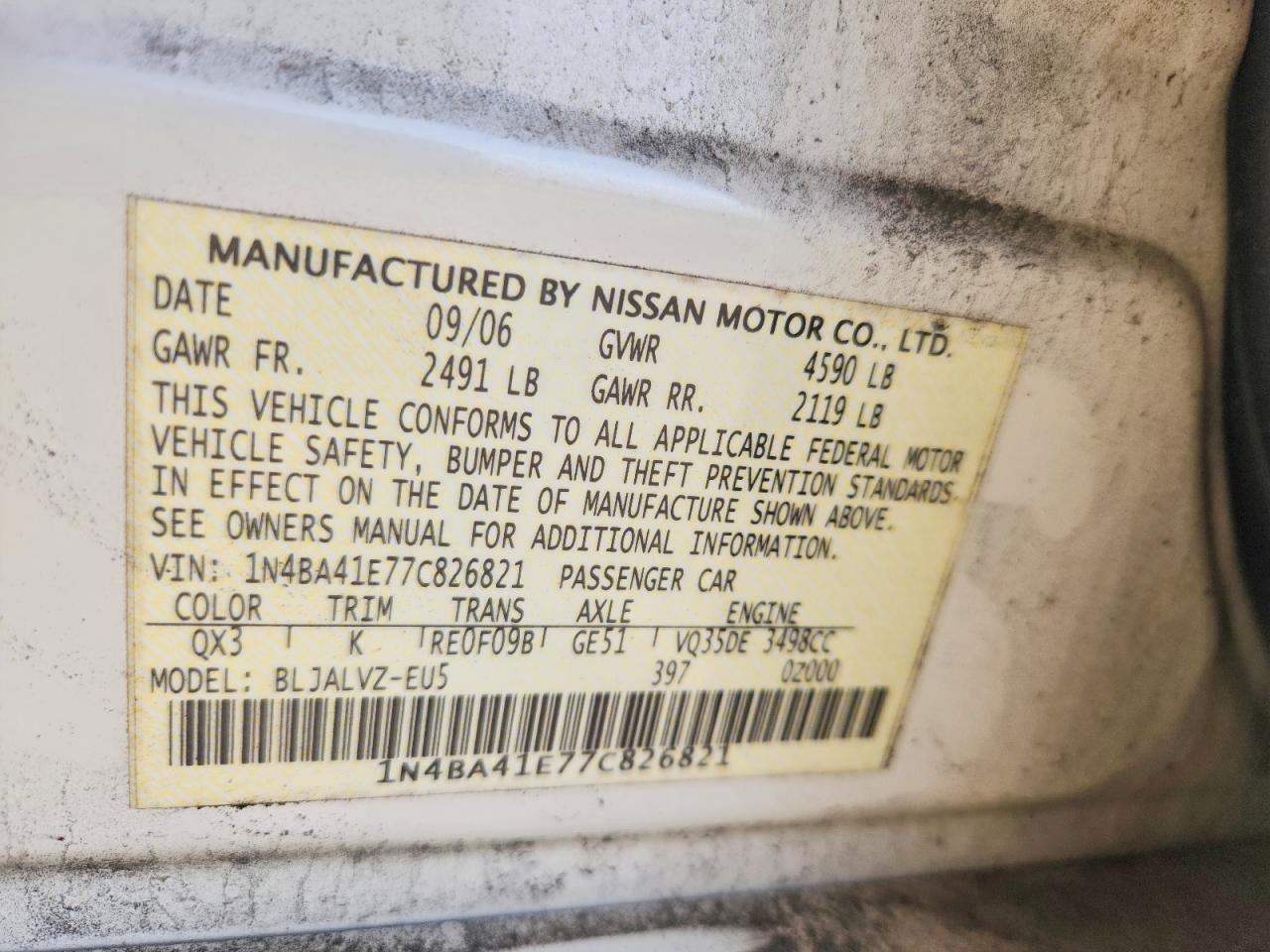 2007 NISSAN MAXIMA 3.5 SE photo 37
