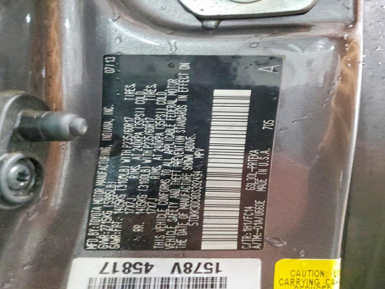 2013 TOYOTA SIENNA LE 8-PASSENGER photo 25