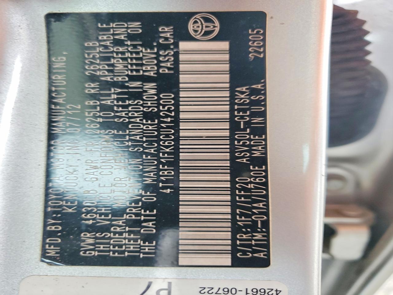 2012 TOYOTA CAMRY SE photo 23