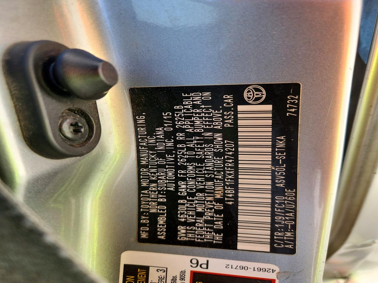 2015 TOYOTA CAMRY LE photo 12