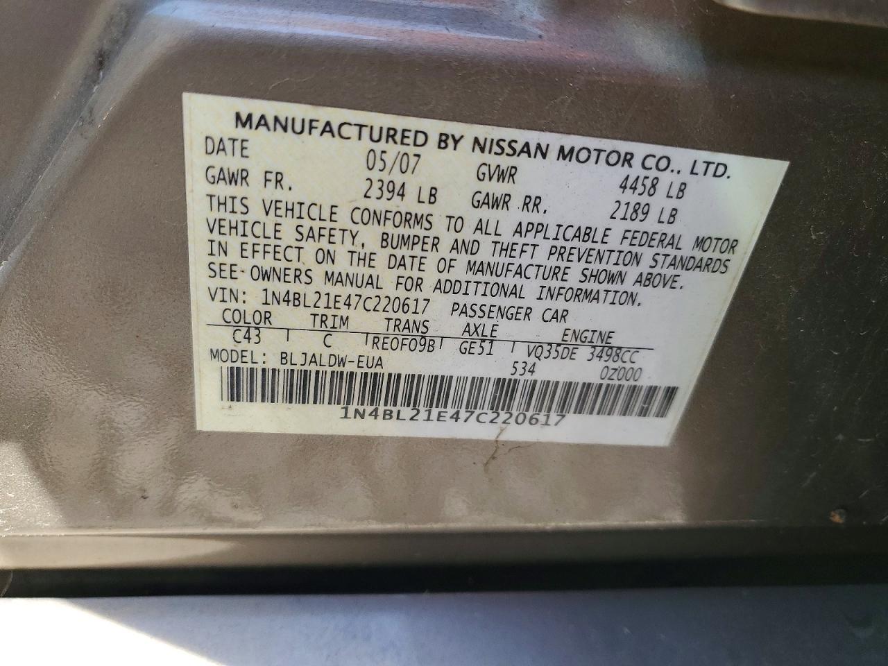 2007 NISSAN ALTIMA 3.5 SE photo 23