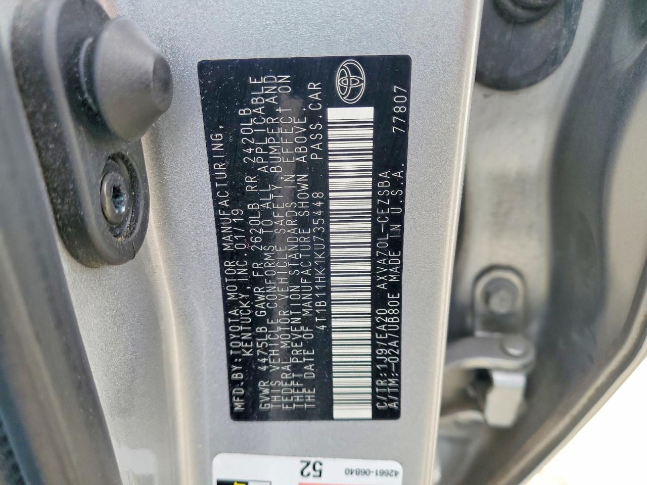2019 TOYOTA CAMRY CE photo 23
