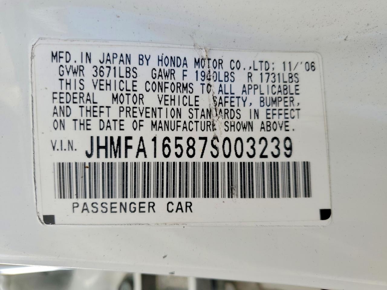 2007 HONDA CIVIC LX photo 12