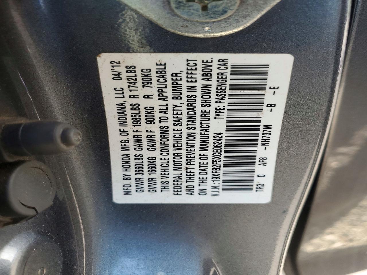 2012 HONDA CIVIC LX photo 37