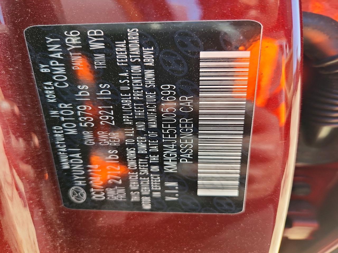 2015 HYUNDAI GENESIS 3.8L photo 23