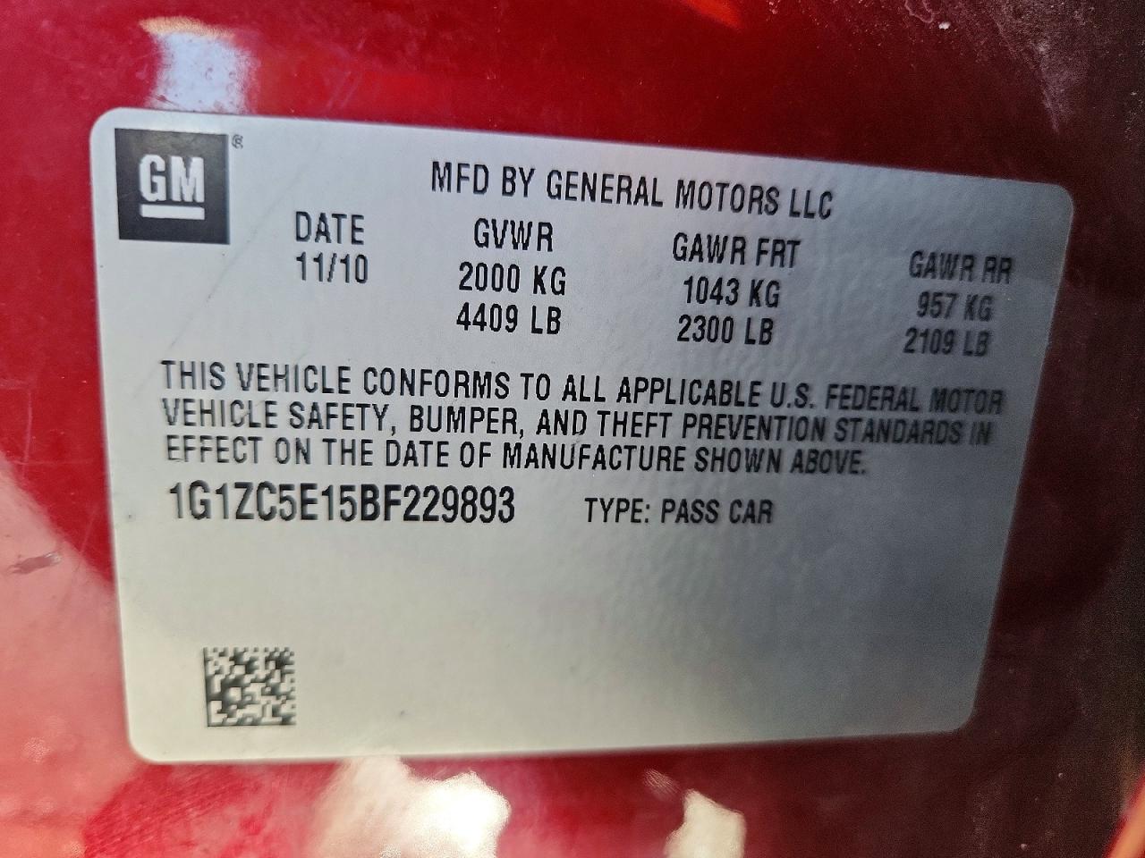 2011 CHEVROLET MALIBU 1LT photo 23