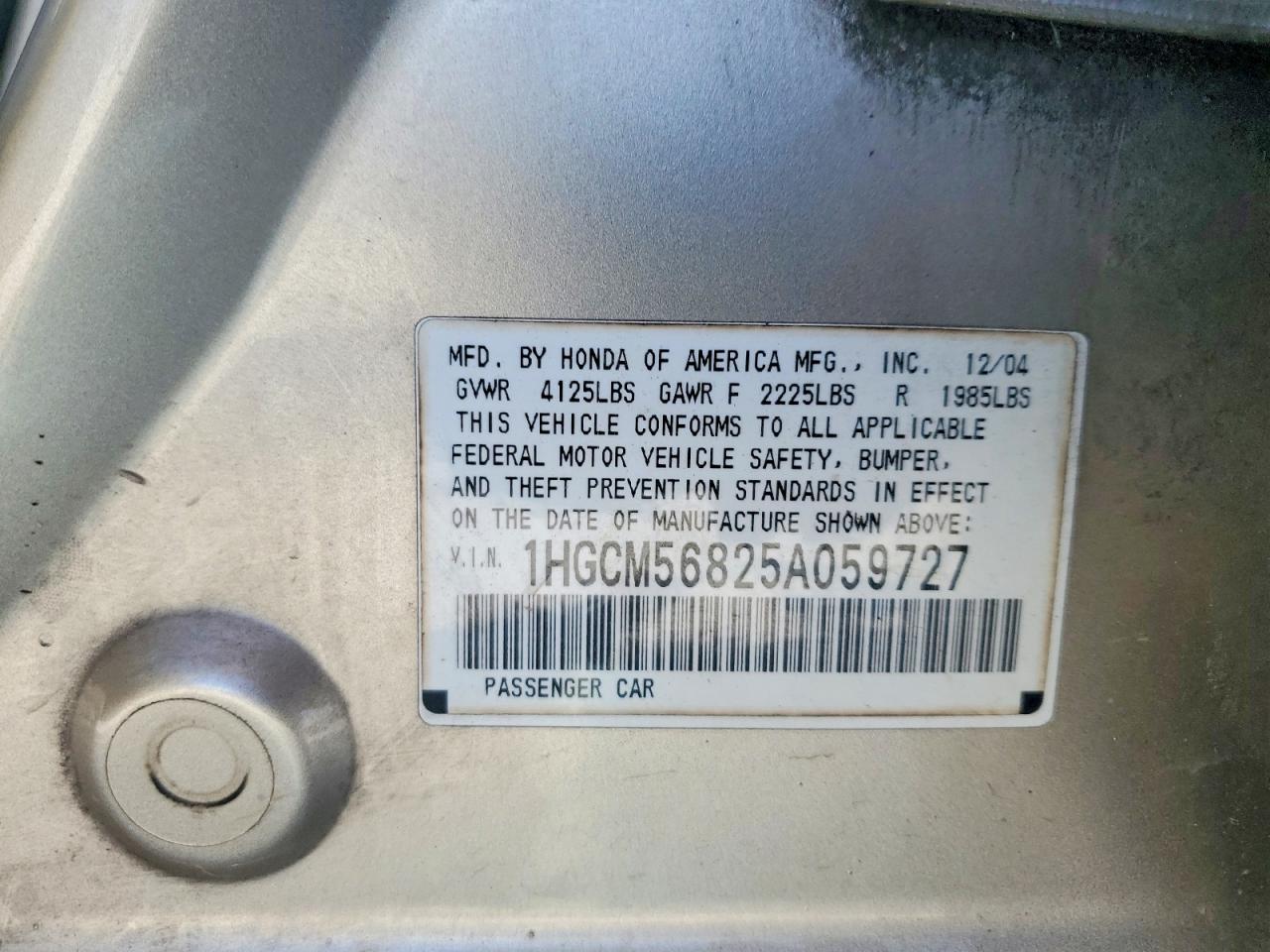 2005 HONDA ACCORD EX photo 12